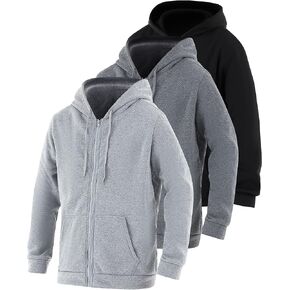 Taiyin 3 pack Mens Sweatshirt Zip Up Hoodie lightweight Fleece Long Sleeve Jacket