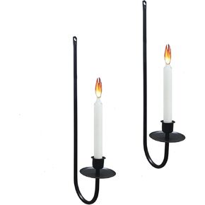 Metal Wall Candle Sconce Holder Set of 2 Wall Mount Candle Holder Pillar Holder Modern Wall Candle Sconces Hanging for Living Room Farmhouse Fireplace Wedding16.5×5"×3" (Gold)