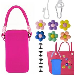 10 Pack Accessories Set for Bogg Bag, Silicone Phone Case Holder&Bag Charms&Inserts Hooks Set for Tote Bags (Green)