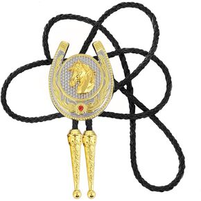 Bolo Tie for Men Rodeo Cowboy Leather Necktie Western Vintage Necklace Braided Rope Cord Pendant Costume Accessories