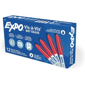 EXPO Vis-a-Vis Wet Erase Markers, Fine Point, Blue, 12 Count in Kuwait