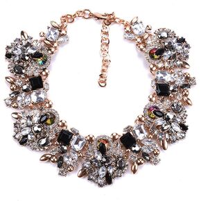 FASUND Bib Statement Necklace Colorful Crystal Rhinestone Collar Necklace for Women Vintage Chunky Chain Choker Necklaces Fashion Accessories