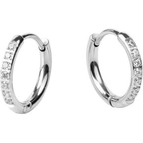 MIA Jewelry Diamond Hoop Earrings | Stainless Steel Small Hypoallergenic Hoop Earrings with Sparkling Stones | Reversible 10mm Hoops for Any Occasion | No Allergic Reactions or Stains on Your Ears