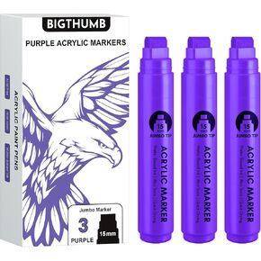 3 Pcs Black Jumbo Permanent Markers: 15mm Wide Tip Thick Acrylic Paint Pen Large Calligraphy Marker for Rock Painting, Poster, Sign, Canvas, Glass, Wood, Ceramic