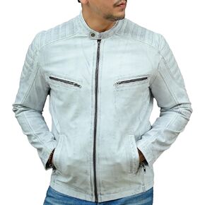 Jild Timeless Classic Leather Jacket Men - Biker Style Real Lambskin Café Racer Vintage Look Motorcycle Jackets for Men