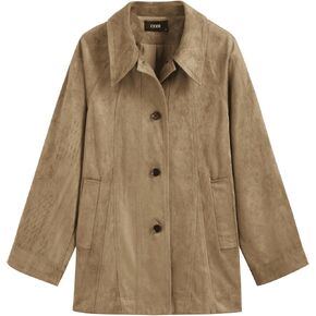 CIDER Suede Collar Soild Pocket Jacket