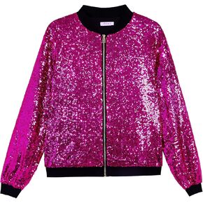 YIYI Sequin Mens Jacket Bomber Sparkly Varsity Glitter Jacket Lightweight Party Outwear Coat Birthday Holiday Clothes