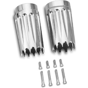 For Harley Touring Fork Boots Slider cover CHROME Gear CNC cut FLHR FLHX FLHT cow bells FLTR softail