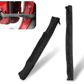 2 PCS Car Door Rope Limit Strap, Zipper Type Strong Stretch-resistant Thickened Webbing, Non-destructive Installation Accessories, Compatible with Jeep Wrangler 2007-2019 TJ JK JL JT (Red)