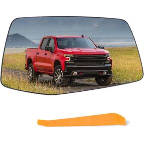 Right Passenger Side Mirror Glass Compatible With 2019 2020 2021 2022 2023 2024 Chevy Silverado 1500 GMC Sierra 1500 With backing plate Heated (with a tool) Replace# GM1325159 84309709