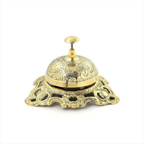 Solid Brass Classic Office Desk Bell with Traditional Art Work | Loud Desk Office Bell | Nagina International (Polished Brass(Artwork)) in Kuwait