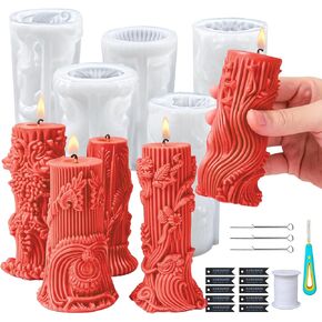 Cylinder Candle Molds for Candle Making Supplies 3D Carved Wave Candle Silicone Mold Irregular Geometric Twisted Resin Silicone Mould Spiral Pillar Epoxy Resin Mold Plaster Ornament Mould Home Decor