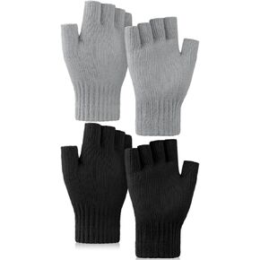 Glooarm 2 Pairs Fingerless Gloves for Women Men Winter Thick Caremere Warm Knit Gloves Stretchy Unisex Adults Gloves in Saudi Arabia