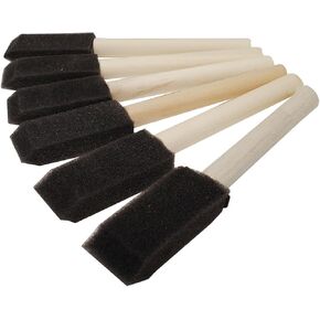 Treasure Gurus 6 Pc Foam Sponge Paint Brushes 1" Small Wooden Handle Brush Art Craft Painting Makeup Artist Supplies