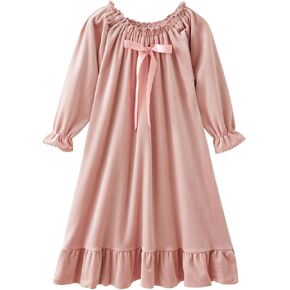 Girls Flannel Dress，Winter Princess Dresses Long Sleeve Gown 3-12Years