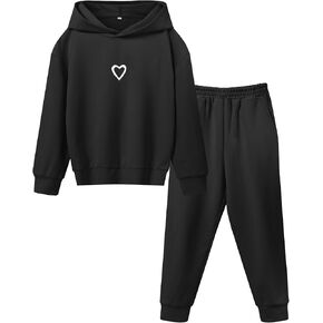 LecGee البنات هوديي البلوز 2 قطعة الزي غير الرسمي كم طويل مقنعين Sweatpants الخريف رياضية الركض Sweatsuit مجموعة