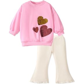 HILEELANG Toddler Girl Fall Outfits Clothing Pants Set Sweatshirt Cotton Strench Leggings Playwear Sets 2pc