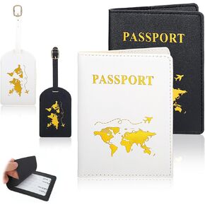 4Pcs Passport Holders and Luggage Tags, His Her Passport Holder Travel Wallet Couples Passport Cover Passport Case for Women Men Passport Covers Honeymoon Newlywed Travel Gifts