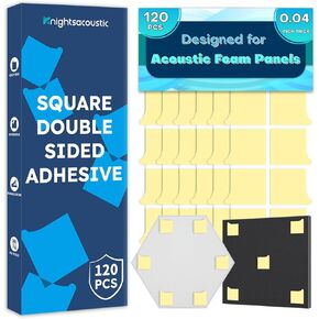 300 PCS Double-Sided Adhesive Tape for Acoustic Soundproofing Foam Panels, Heavy Duty Wall Panel Square Adhesive Pads, Pad Mounting Adhesive Double-Sided Tape Wall Sticky for Hanging