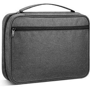 FINPAC Bible Cover Carrying Book Case Church Bag Bible Protective with Handle and Zippered Pocket, Men, Gray