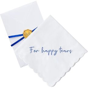 Happy Tears Handkerchief Mother of the Bride Gifts Something Blue Gift for Bride Wedding Handkerchief