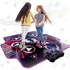 Dance Mat for Kids 4-8 Ages, 6 Light-up Buttons Bluetooth Dance Mat Girls Toys for 8-10, 7 Game Modes Birthday for Teen Girls Dancing Play Mat (black2)