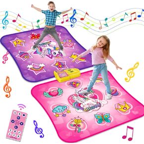 Dance Mat Toys for 3-12 Year Old Kids, Single & Double Player Dance Game Pad with Led Light & Wireless Bluetooth, 9 Levels Built-in Music Play Mats, Birthday Xmas Gift for Girls Boys Toddlers