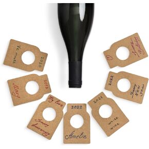 Colibrox Plain Kraft Paper Wine Bottle Tags (200 Pcs) - Durable Blank Wine Bottle Neck Tags, 2¼ x 3½ Inches with 1.1-Inch Hole - Multiuse Brown Kraft Paper Tags - Disposable Wine Vintage Tags