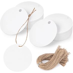 SallyFashion 200PCS Round Gift Tags, Colorful Gift Tags with String 2 inch Hang Tags Clothing Tags for Gifts Wrapping Craft Project Wedding Favors in Kuwait