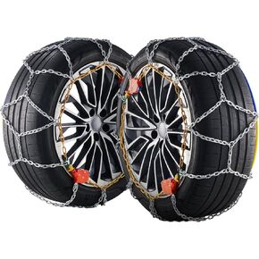 VEVOR Auto Tightening Snow Chains, Diamond Mesh Traction Wheel Chains for Anti-slip, Manganese Alloy Steel Emergency Tire Chains for Cars, Pickups, SUVs, and Trucks (Set of 2)