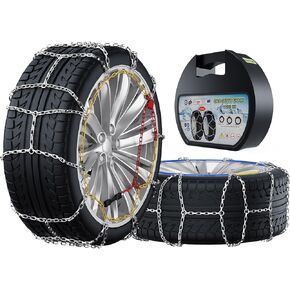 TEPU Snow Tire Chains for Car, Suv, Pickup Trucks and Trucks Tires, Portable Reusable Alloy Steel Tire Chains, Snow Chains Compatible with Tire Width 195 205 215 225 235 245MM, Set of 2 - KN100