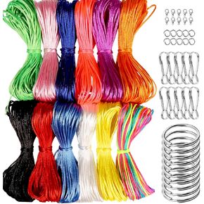 FDNDAMEI 12 Colors Nylon String for Bracelets, Waxed String for Bracelet Making, Satin Nylon Cord for Jewelry Making, Nylon Beading Thread for Craft, String for Bracelet, Necklace, Knit Craft 12 Rolls