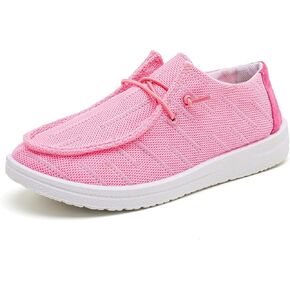 Betrue Kids Boys Girls Breathable Loafers Slip-On Casual Canvas Boat Shoes Lightweight Lace Up Loafers(Little Kid/Big Kid)