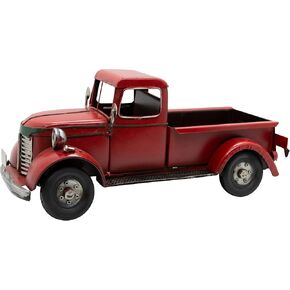 VILLAGE GIFT IMPORTERS Rustic Farmhouse-Style Decorative Red Pickup Truck | Set on Flat Surface in your Office, Home, or Garage | Christmas Tree Farm Truck |12" x 5.5" x 5.5"