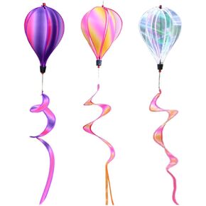 Syhonic 3Pcs Rainbow Windsock Hot Air Balloons Wind Spinner - Outdoor Whirligig Toy Garden Lwan Yard Home Decoration Ornament - Colorful Kinetic Hanging Decoration