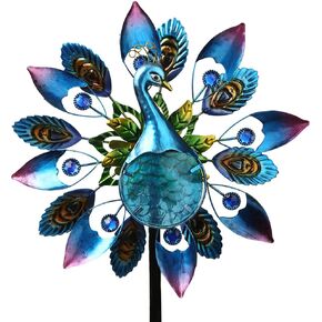 Peacock Wind Spinner, 360 Degree Rotation Kinetic Wind Spinner Metal Outdoor Wind Spinner with 4 Prong Stake Waterproof Wind Sculptures & Spinners for Garden, Yard, Lawn Decor