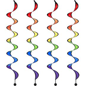4 Pieces Rainbow Curlie Spinner Rainbow Wind Spinner Colorful Hanging Wind Twister for Outdoor Indoor Decoration(57 Inch)