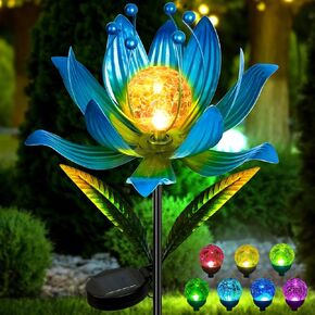 Wind Spinners Outdoor, 38 Inch Metal Wind Spinner Yard Art with Stake, Colorful Solar Windmill for Yard and Garden Lawn Patio Farmhouse Decor