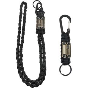 2PCS Braided 7 Core Lanyard Clip One Long and One Short Heavy Duty Braided Outdoor Parachute Cord Lanyard Keychain School Office Supplies Tags for Hunting Hiking Outdoor Party Traveling