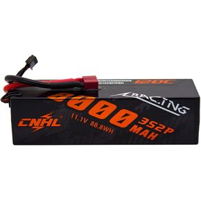 CNHL 3S Lipo Battery 6600mAh Hard Case 120C 11.1V RC Battery with EC5 Plug for 1/8 1/10 RC Car/Truck/Buggy, RC Boat (2 Packs)