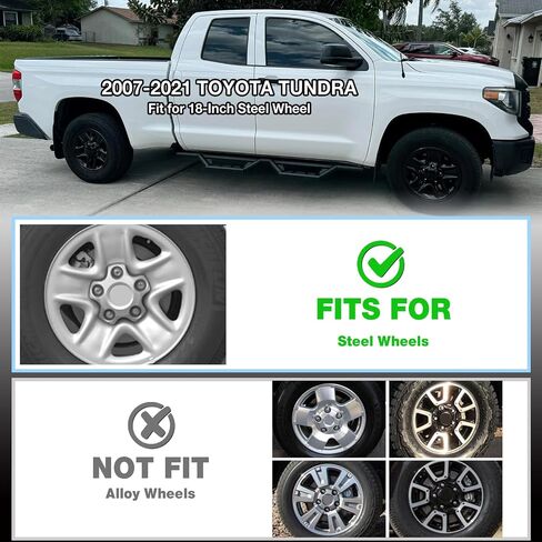 Wheel Skins Covers for 2007-2021 Toyota Tundra Steel Wheels, ABS Plastic Glossy Black 18 Inch Cover Hubcaps for 07-21 Toyota Tundra Set of 4 in Kuwait