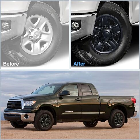 Wheel Skins Covers for 2007-2021 Toyota Tundra Steel Wheels, ABS Plastic Glossy Black 18 Inch Cover Hubcaps for 07-21 Toyota Tundra Set of 4 in Kuwait