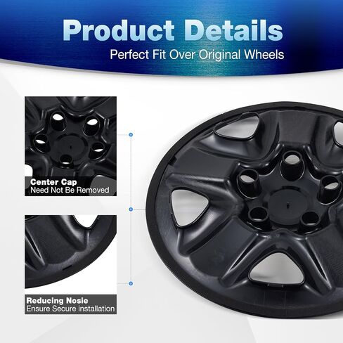 Wheel Skins Covers for 2007-2021 Toyota Tundra Steel Wheels, ABS Plastic Glossy Black 18 Inch Cover Hubcaps for 07-21 Toyota Tundra Set of 4 in Kuwait
