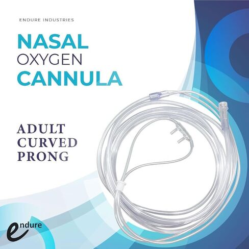Endure Soft Nasal Oxygen Cannula with Oxygen Supply Tubing, Latex-Free, 2M, Pack of 5 (Adult, Curved Prong) in Saudi Arabia