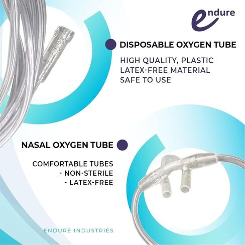 Endure Soft Nasal Oxygen Cannula with Oxygen Supply Tubing, Latex-Free, 2M, Pack of 5 (Adult, Curved Prong) in Saudi Arabia