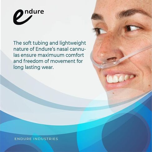 Endure Soft Nasal Oxygen Cannula with Oxygen Supply Tubing, Latex-Free, 2M, Pack of 5 (Adult, Curved Prong) in Saudi Arabia