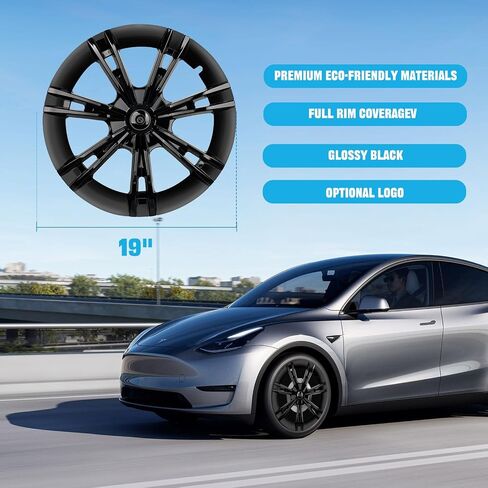 Tesla Model Y Hubcaps 2021~2023 Wheel Covers 4 Pcs 19 Inch Hubcaps Replacement Compatible with Tesla Model Y Wheel Covers ABS Stylish in Saudi Arabia