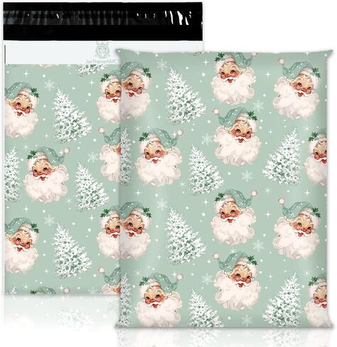 100Pcs Christmas Poly Mailers 10 x 13 Inch Pink Santa Claus Xmas Tree Envelope Mailers Self-Sealing Plastic Packaging Mailing Bags for Small Business Clothing in Kuwait
