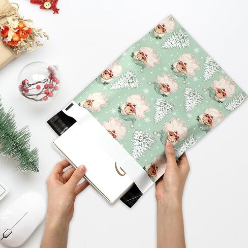 100Pcs Christmas Poly Mailers 10 x 13 Inch Pink Santa Claus Xmas Tree Envelope Mailers Self-Sealing Plastic Packaging Mailing Bags for Small Business Clothing in Kuwait