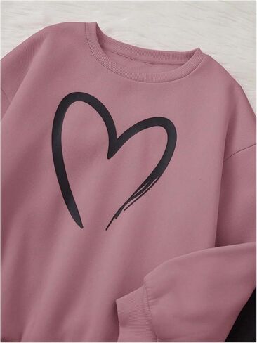 OYOANGLE Girl's Sweatsuit Set 2 Piece Heart Print Long Sleeve Sweatshirts and Joggers Sweatpants Tracksuit in Saudi Arabia